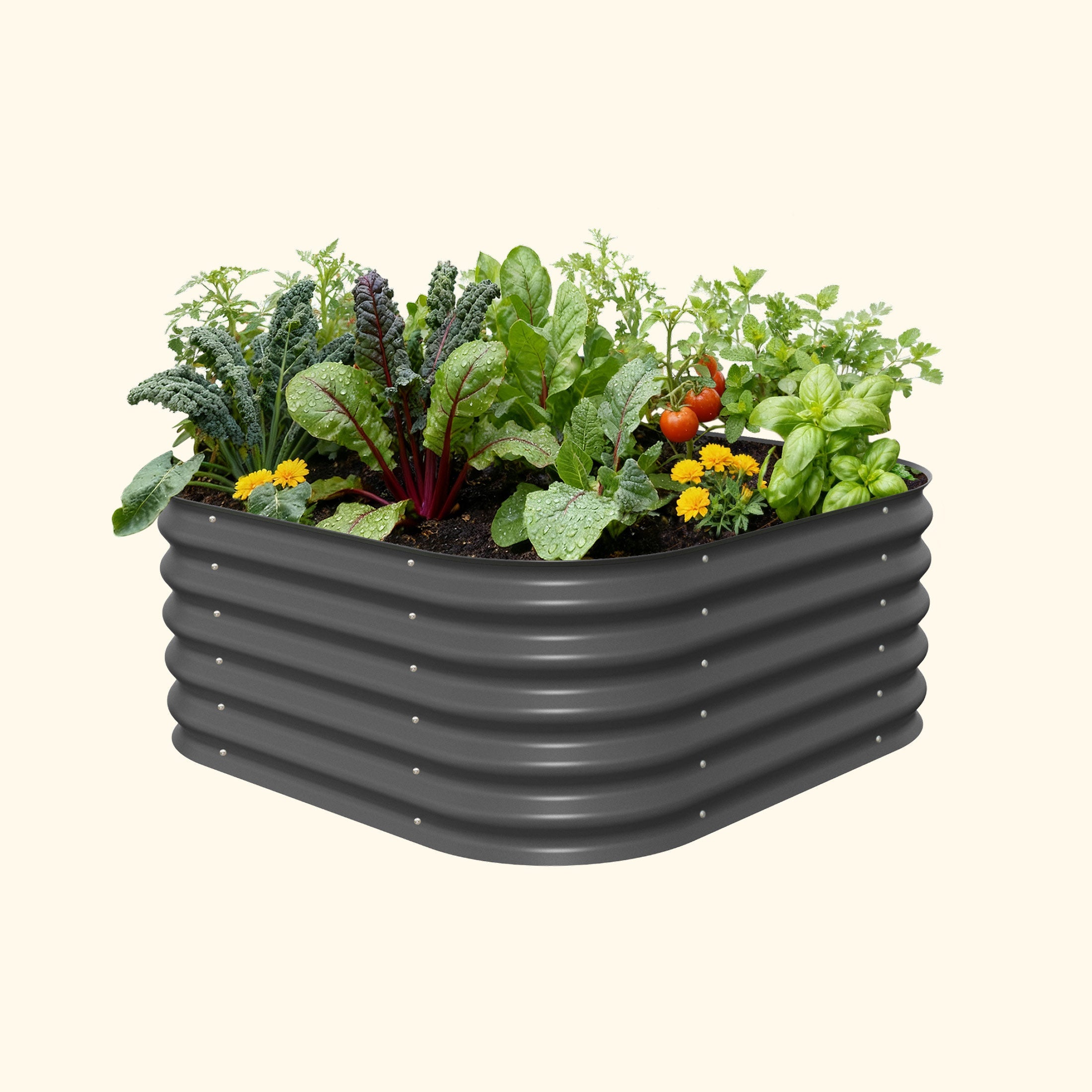 Kit de cama de jardín elevada modular pequeña de metal 4 en 1 de 43 cm de altura