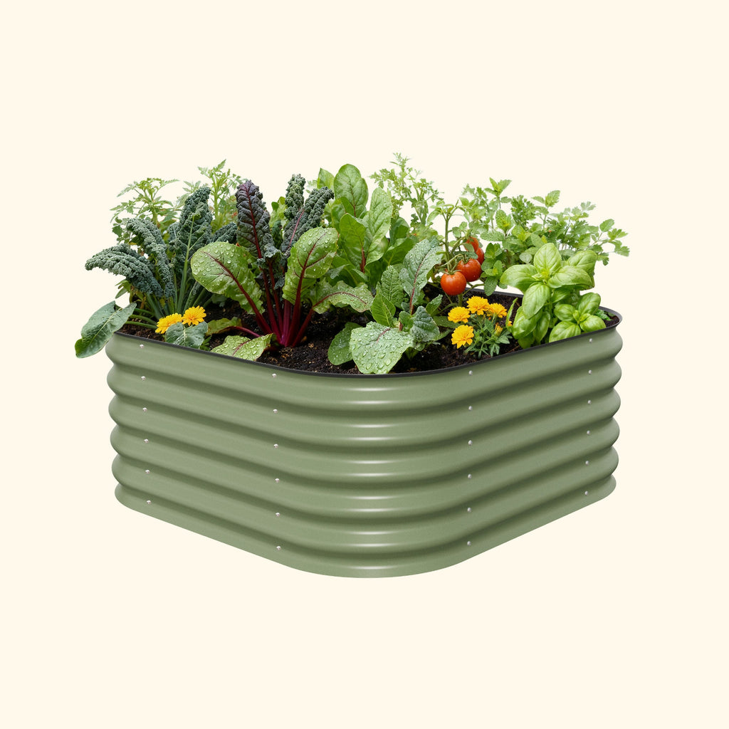 Kit de cama de jardín elevada modular pequeña de metal 4 en 1 de 43 cm de altura
