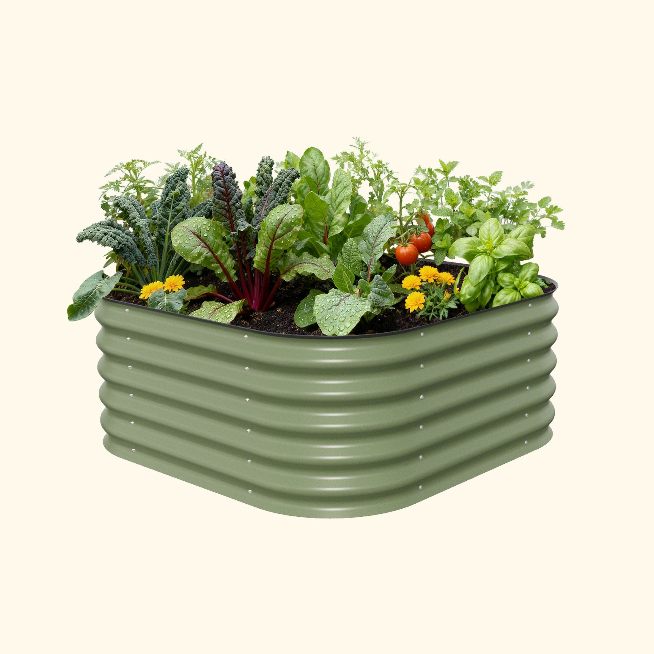 Kit de cama de jardín elevada modular pequeña de metal 4 en 1 de 43 cm de altura