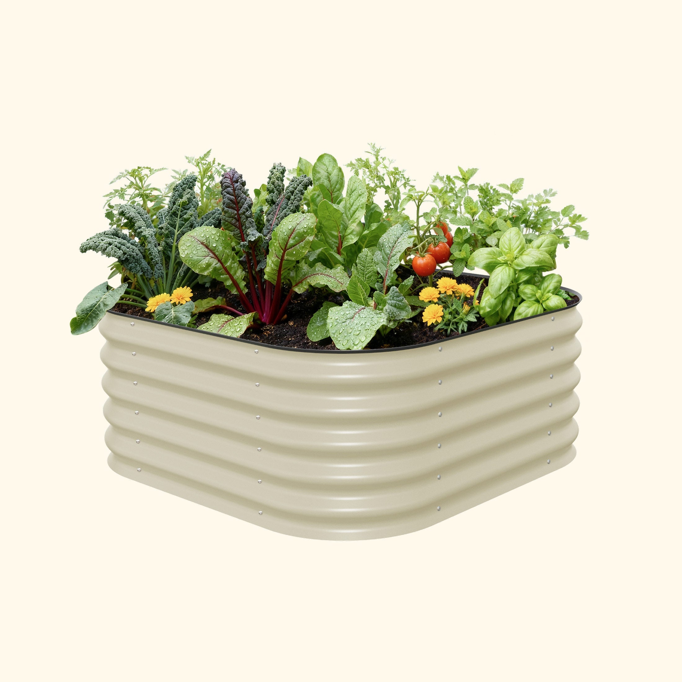Kit de cama de jardín elevada modular pequeña de metal 4 en 1 de 43 cm de altura