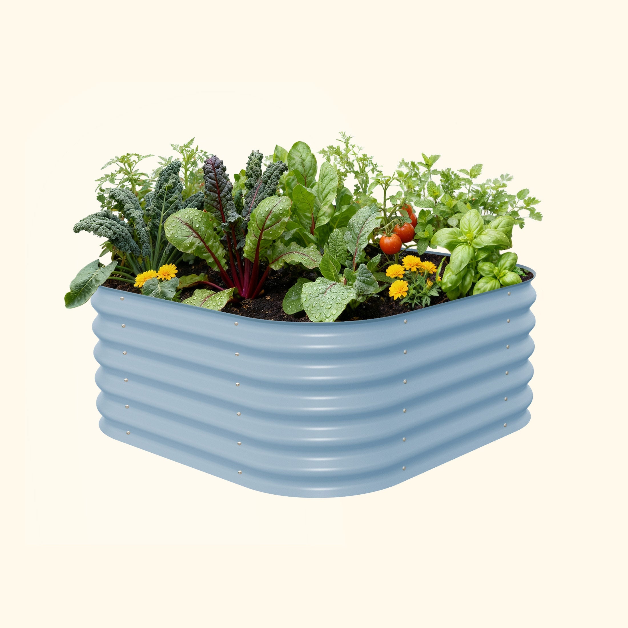 Kit de cama de jardín elevada modular pequeña de metal 4 en 1 de 43 cm de altura