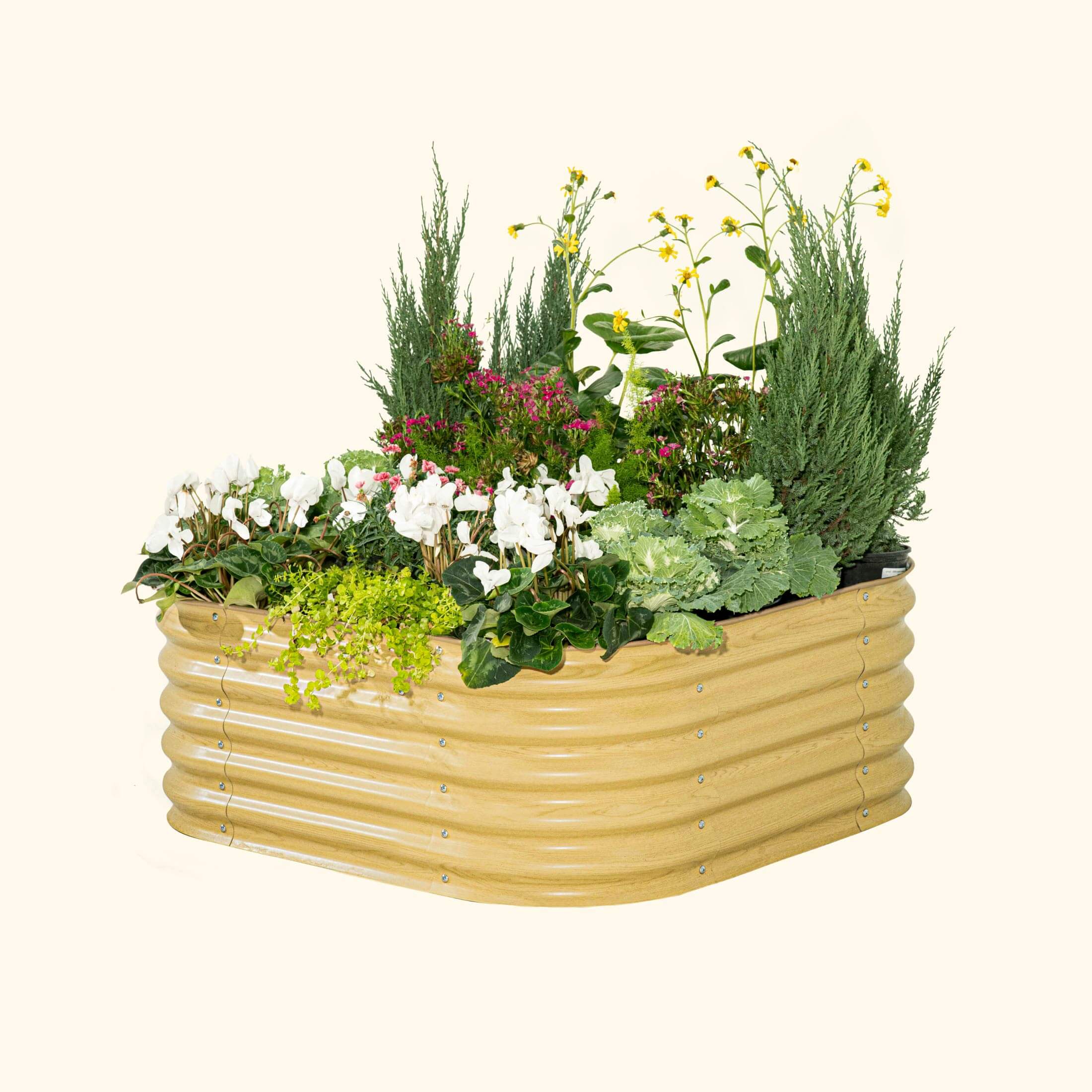 Kit de cama de jardín elevada modular pequeña de metal 4 en 1 de 43 cm de altura