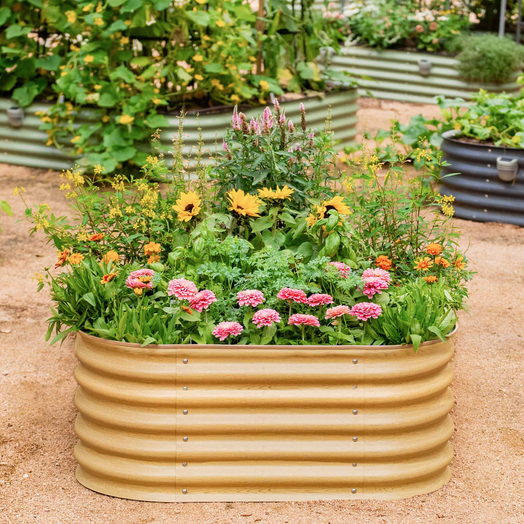 Kit de cama de jardín elevada modular pequeña de metal 4 en 1 de 43 cm de altura
