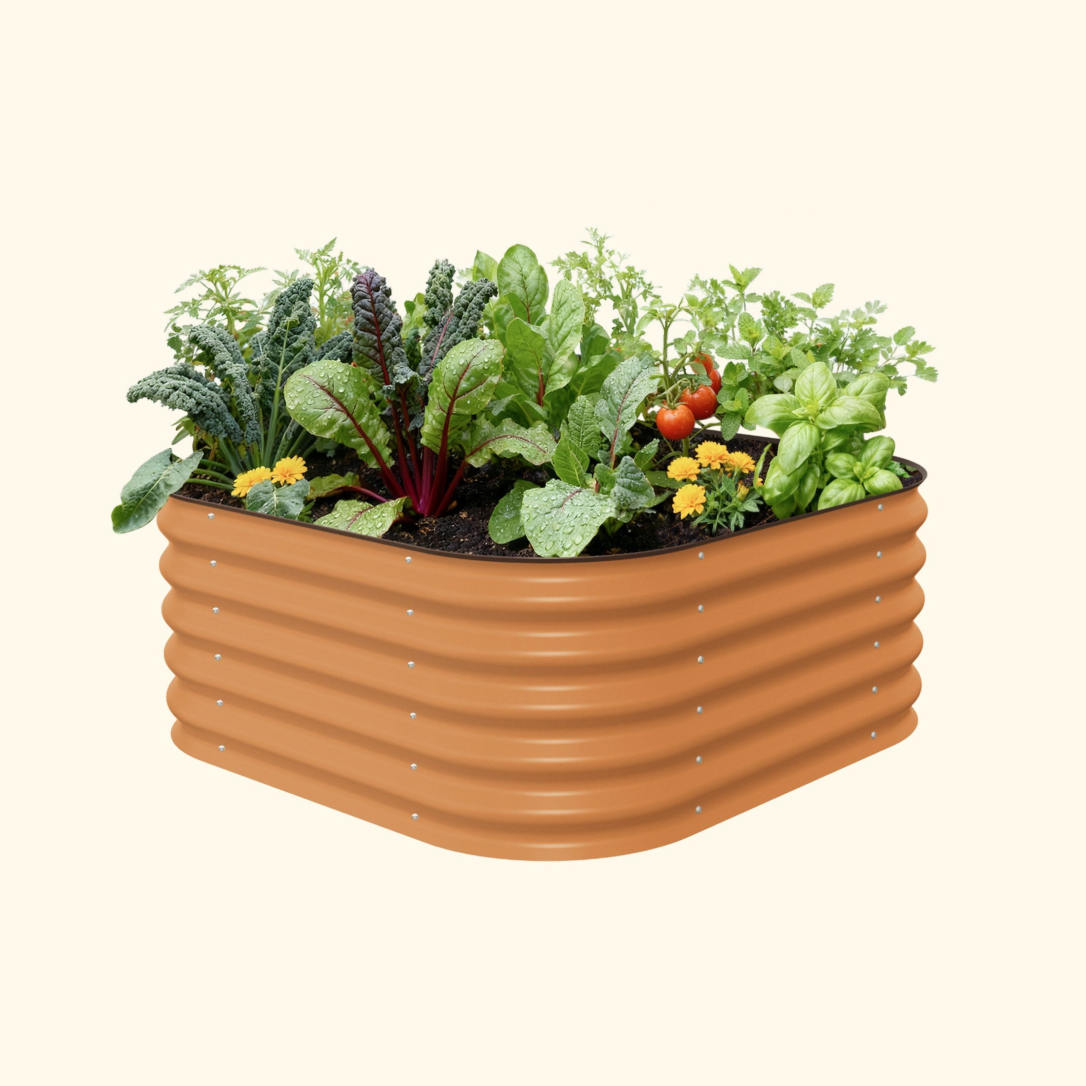 Kit de cama de jardín elevada modular pequeña de metal 4 en 1 de 43 cm de altura