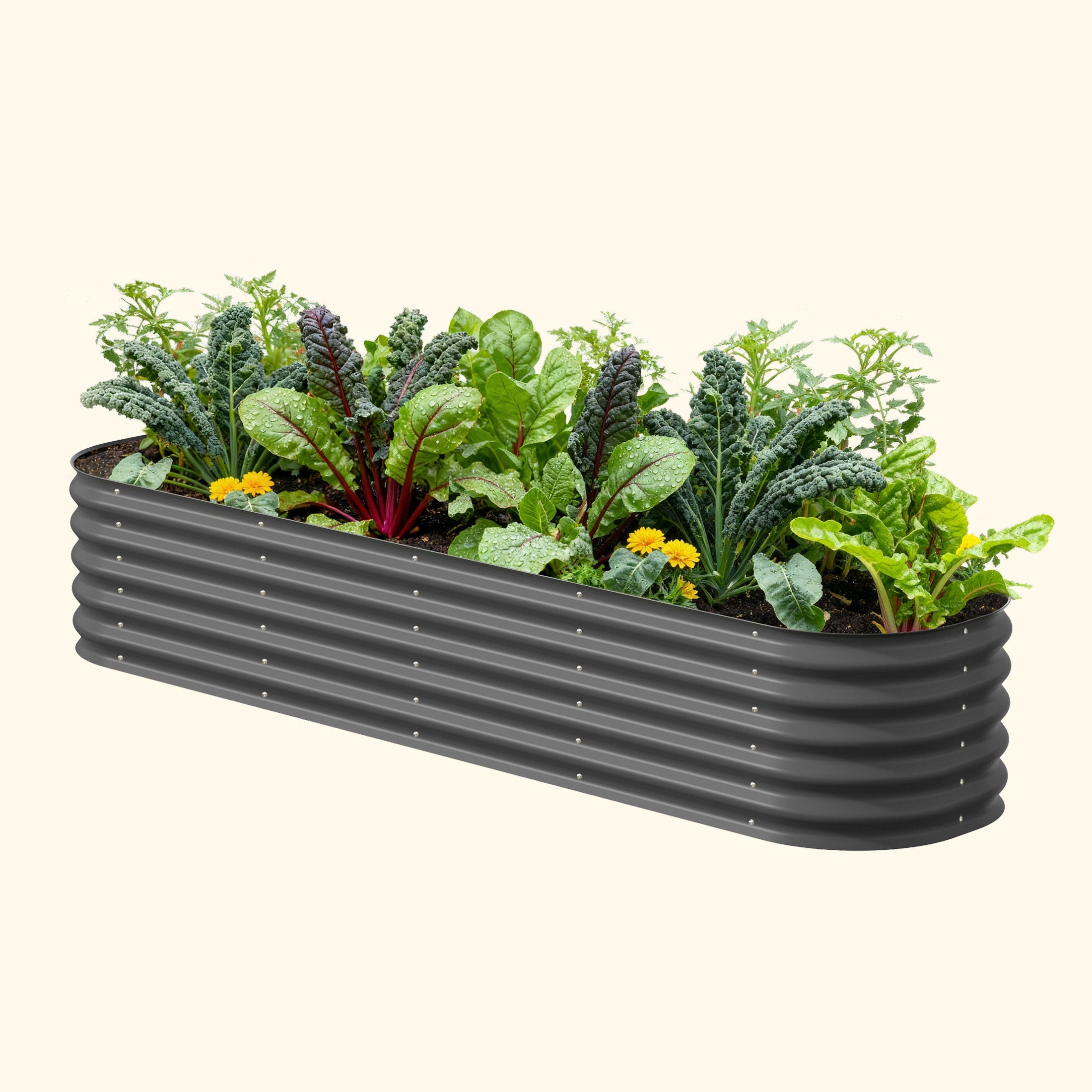 Kit de jardinera modular grande de metal elevada de 17" de alto 9 en 1