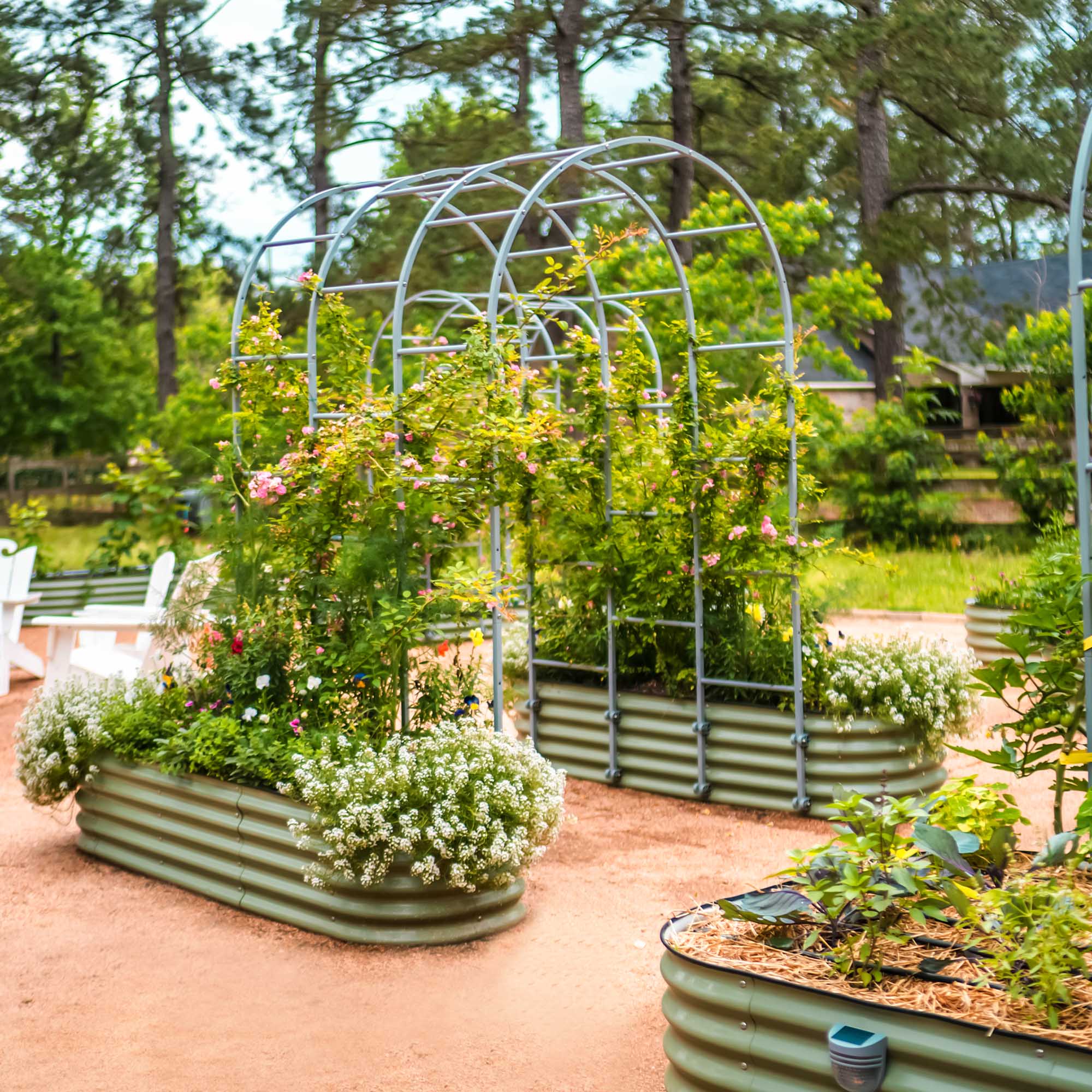 Kit de jardinera modular grande de metal elevada de 17" de alto 9 en 1