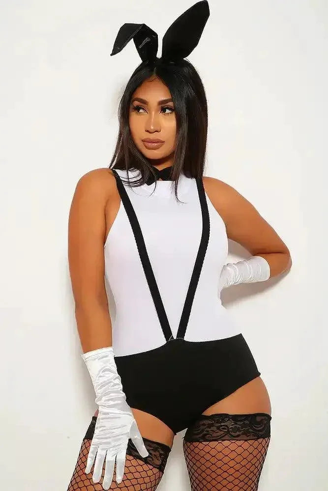 White Black Tuxedo Bunny Costume W/Ears