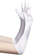 White Extra Long Satin Gloves