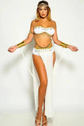 White Gold Coin Fringe Goddess 5 Piece Costume