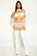 White Lace Wedding Night Bride 5 Piece Costume